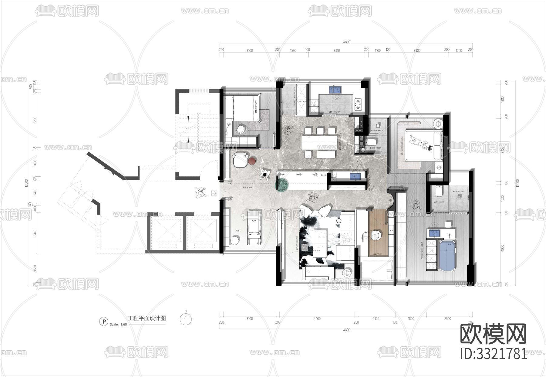 家装装修样板间CAD平面图下载