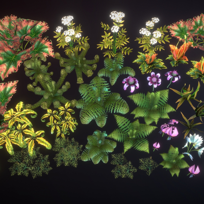  花草植物 草丛 花簇 绿植 灌木su模型 