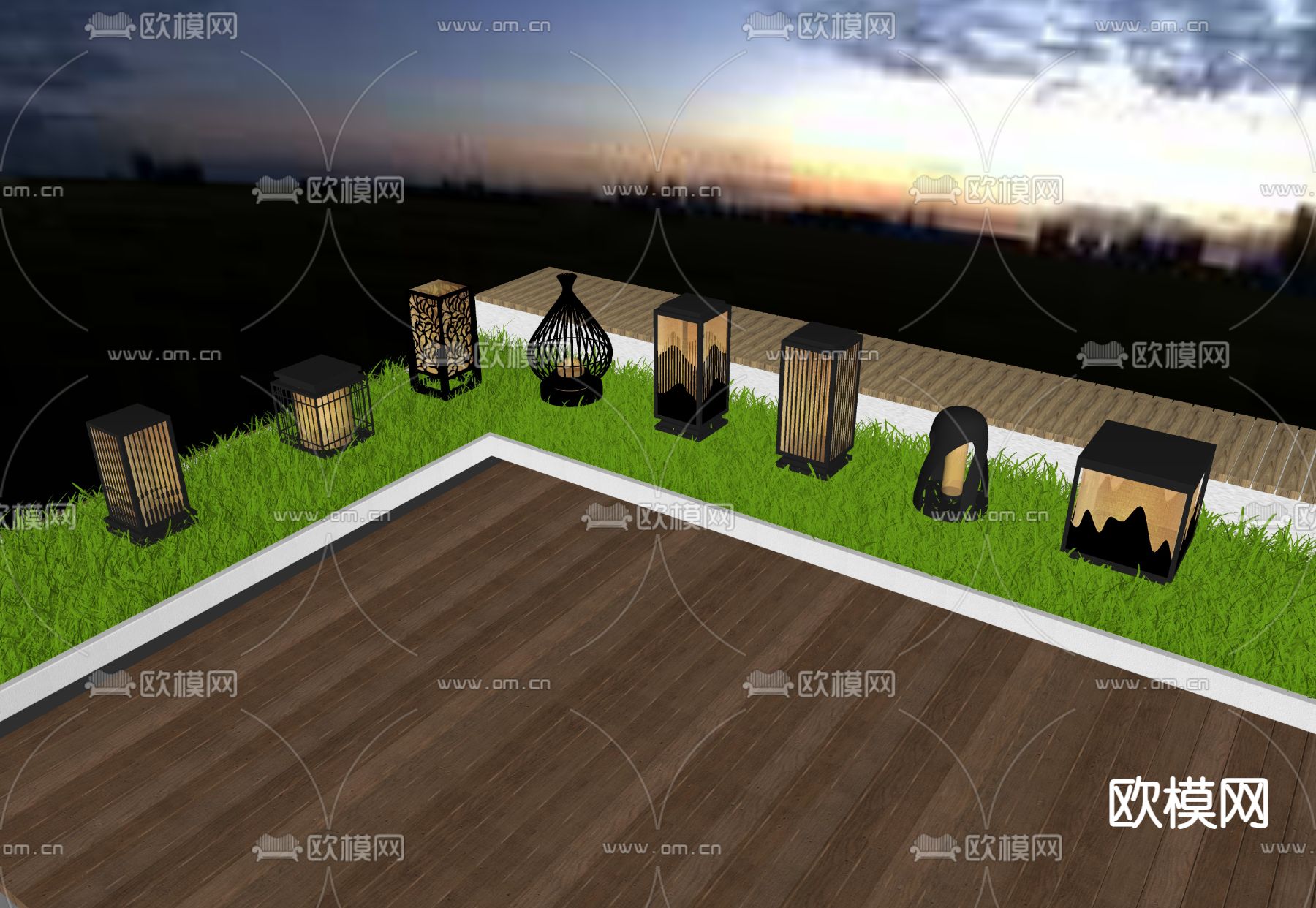 现代景观灯 草坪灯 庭院灯su模型下载（渲染图1）
