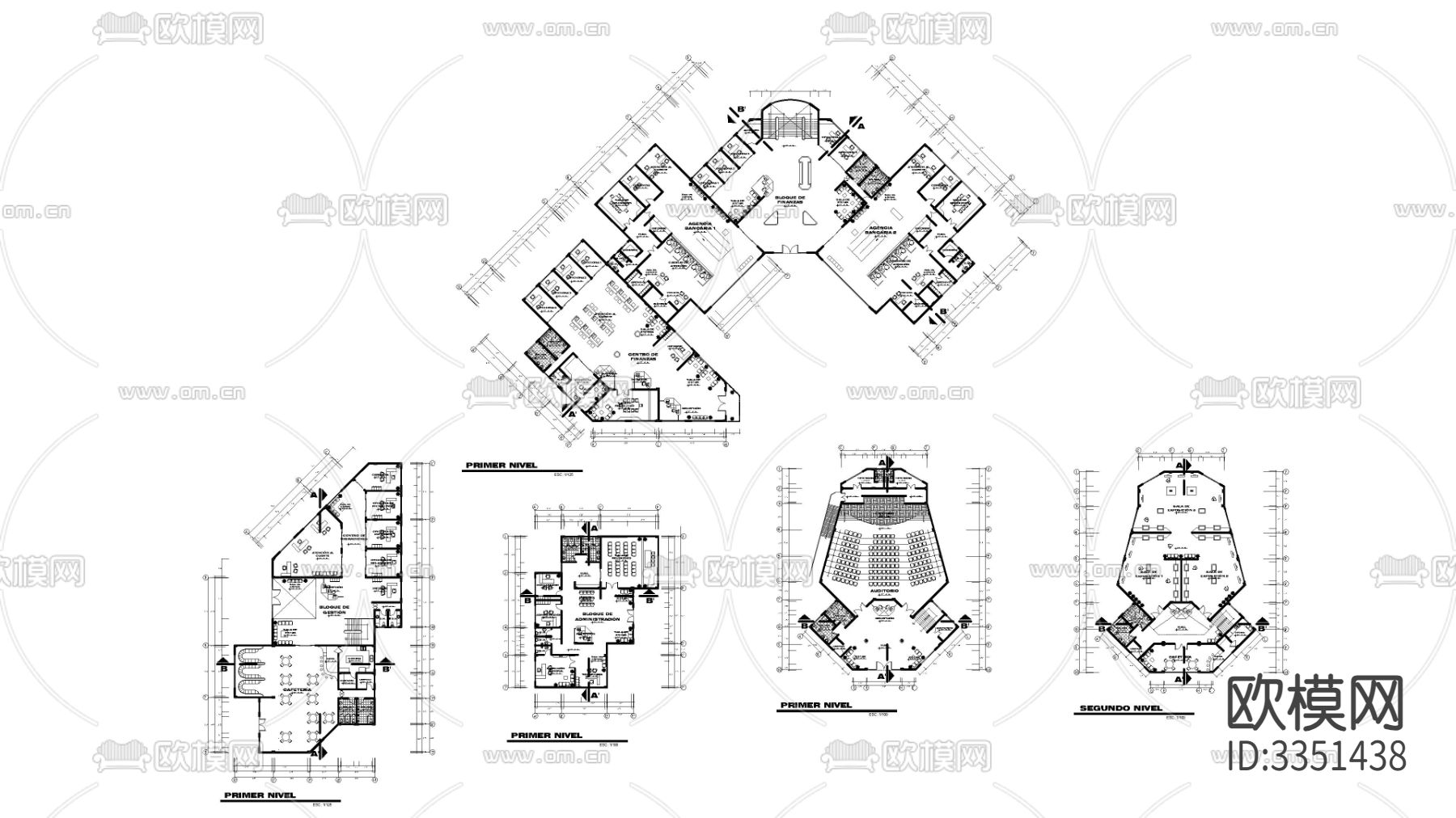 金融中心cad平面图下载（渲染图1）