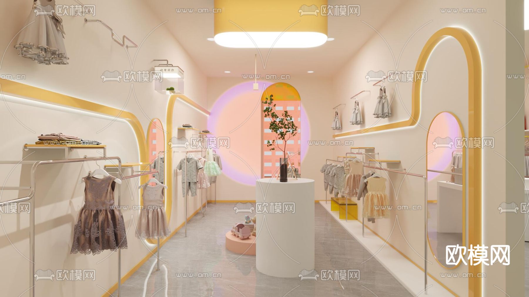 现代服装店 童装店3d模型下载（渲染图2）