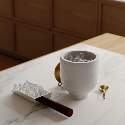  冰杯 铲冰刀 勺子 冰块 水杯 饮料su模型 