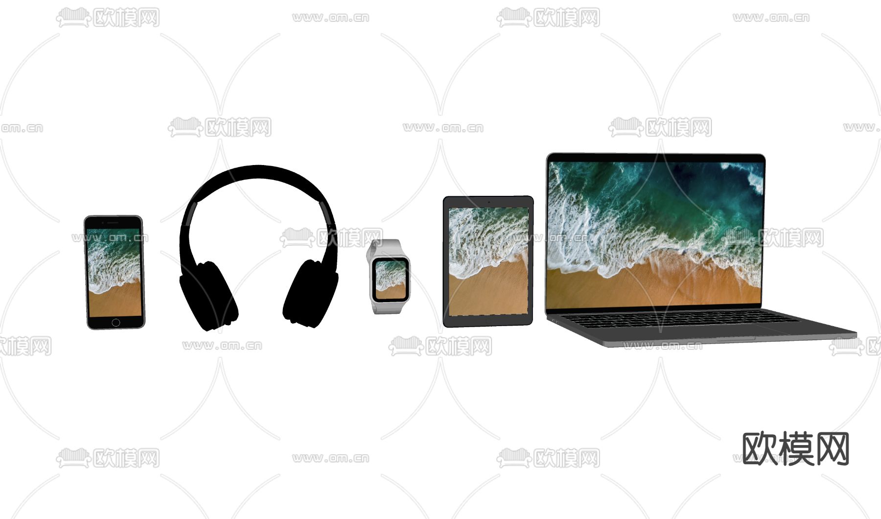 APPLE笔记本 平板 耳机 手机 智能手表su模型下载（渲染图1）