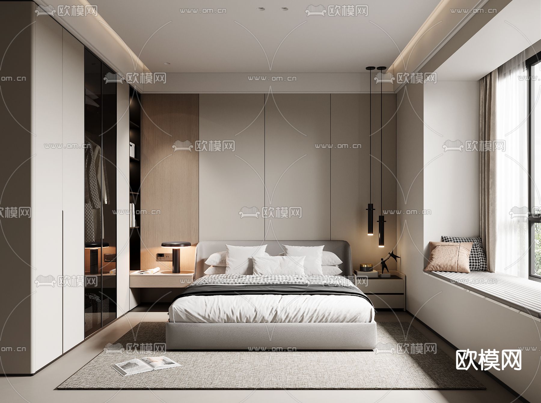 现代卧室 主卧3d模型下载