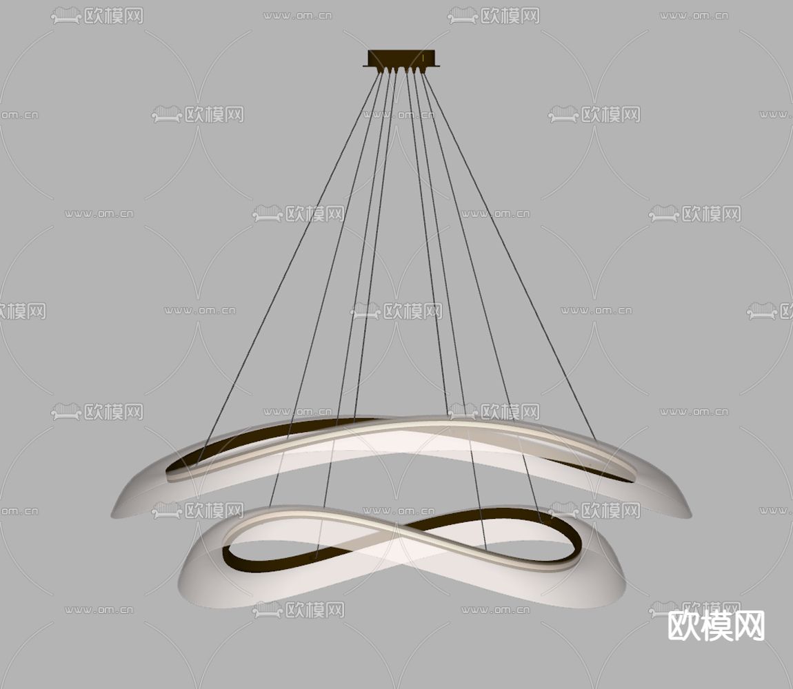 轻奢吊灯 圆环吊灯su模型下载（渲染图1）