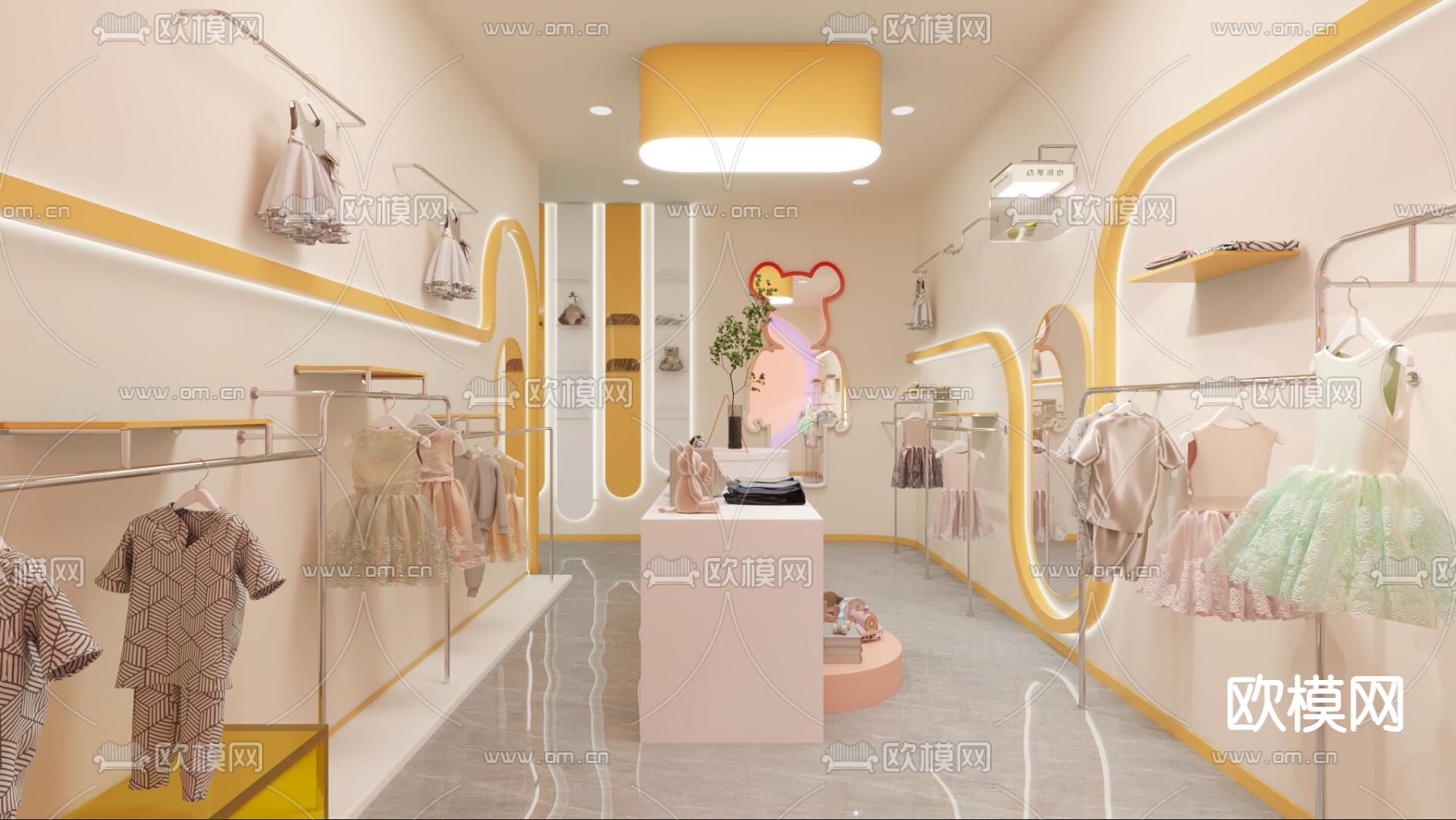 现代服装店 童装店3d模型下载（渲染图1）