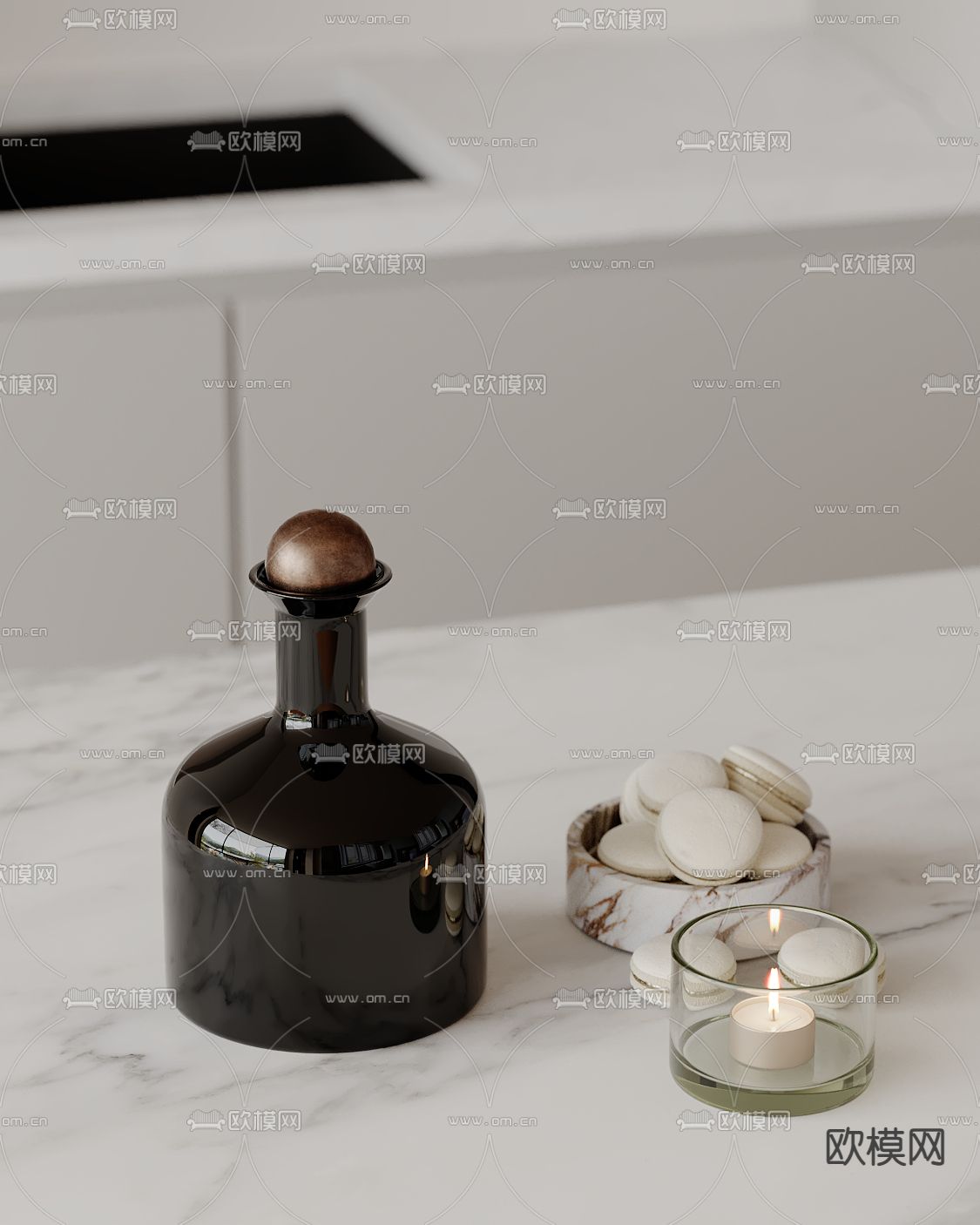 甜点 酒杯 酒瓶su模型下载（渲染图2）