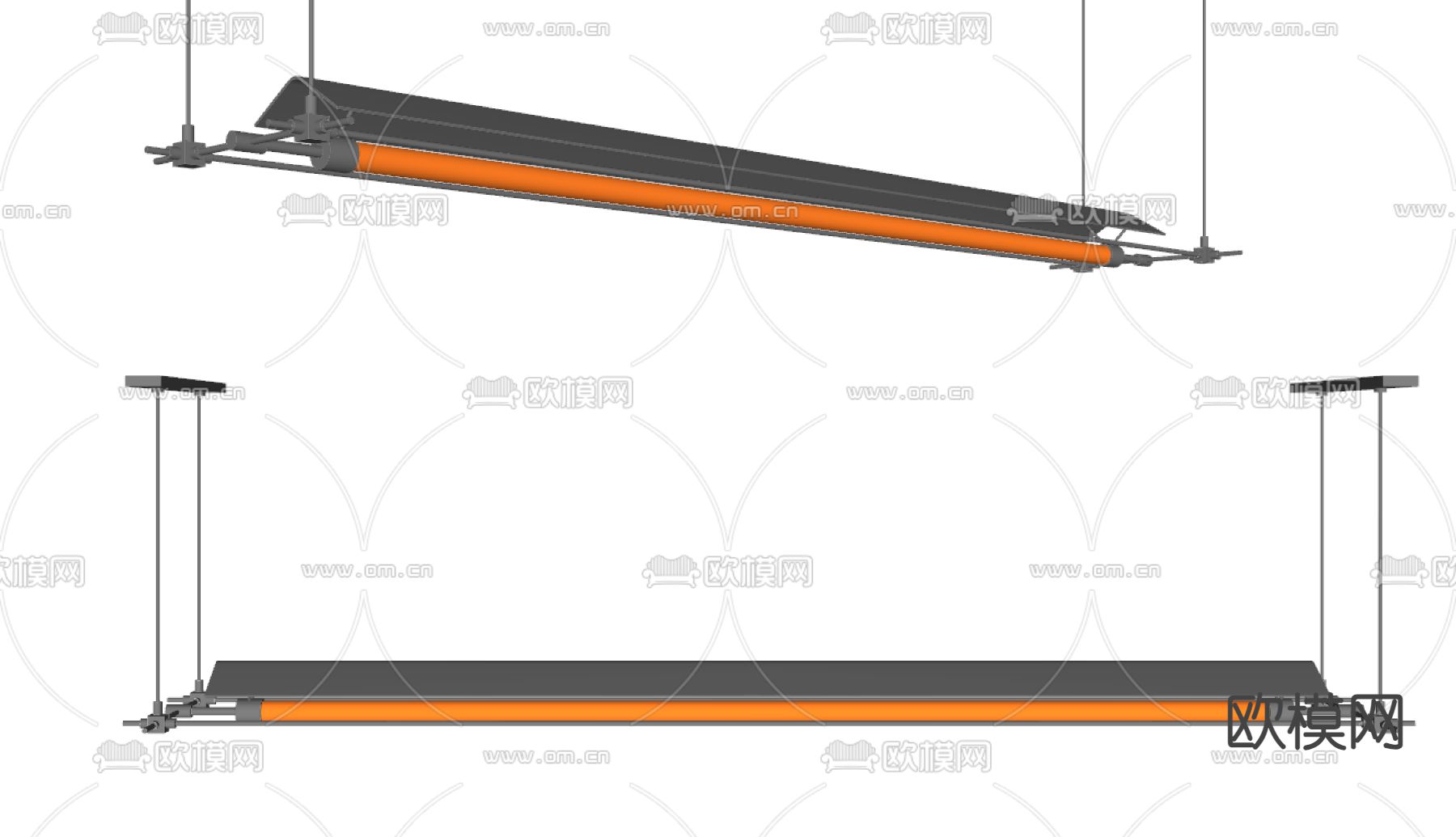 金属吊灯 长吊灯su模型下载（渲染图1）