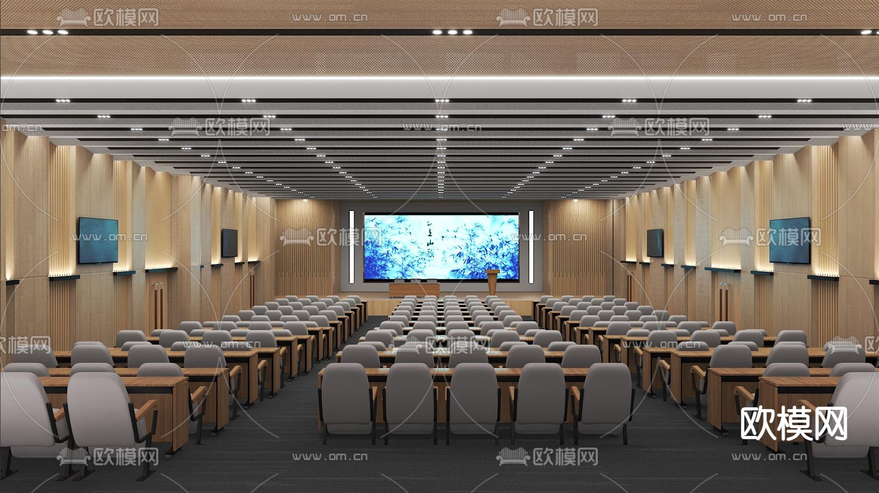 现代会议厅 报告厅3d模型下载