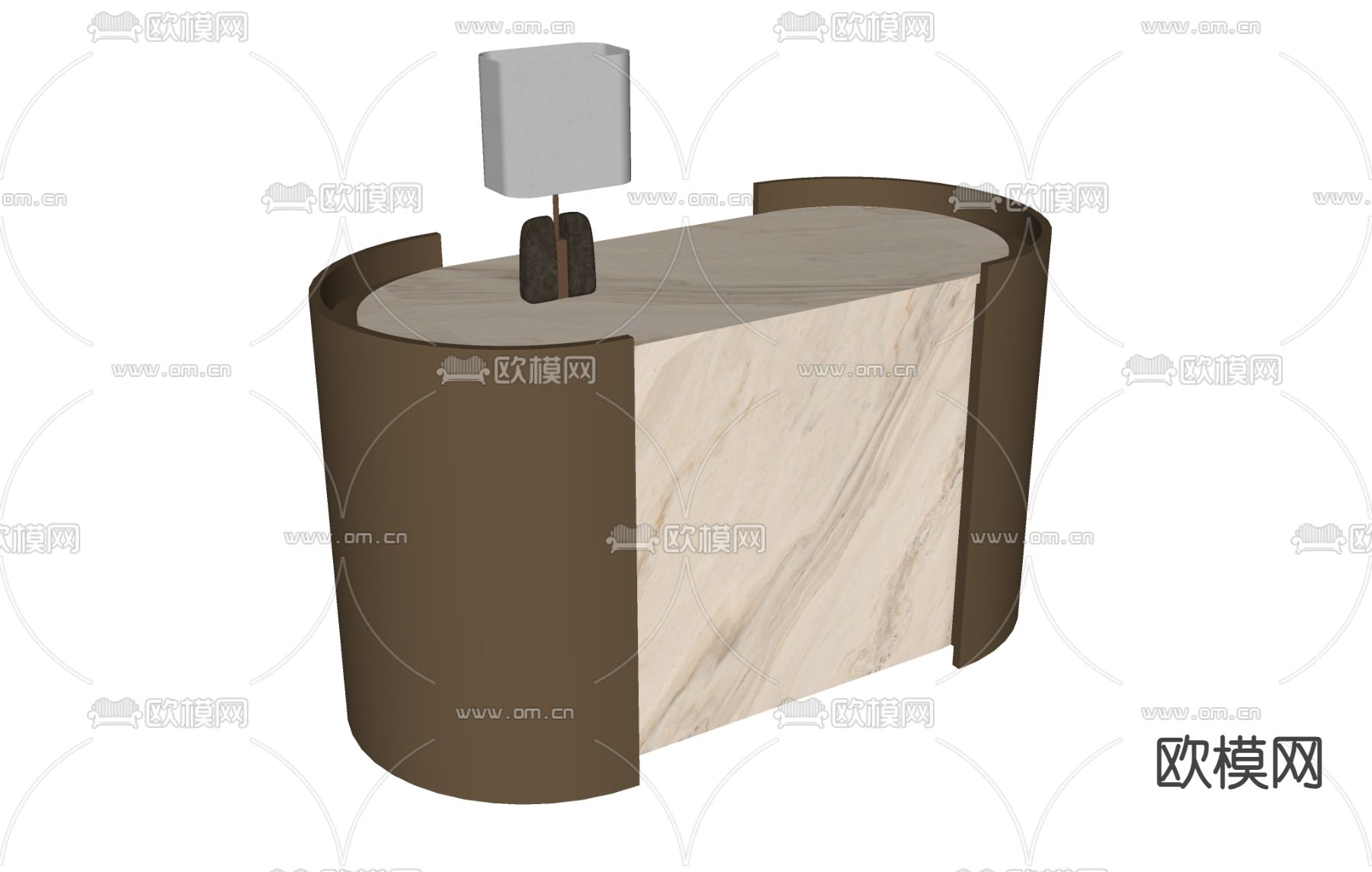 现代前台 接待台 台灯su模型下载（渲染图1）