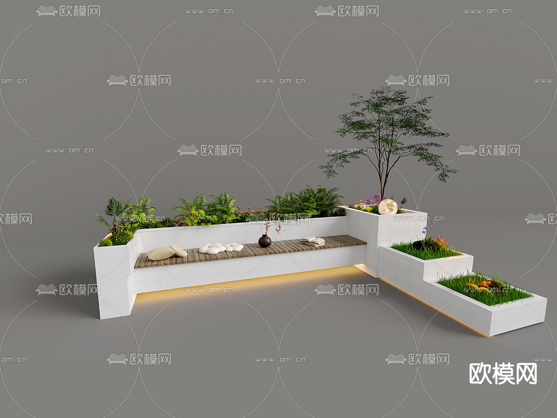 树池椅 户外椅 公共椅su模型下载（渲染图2）