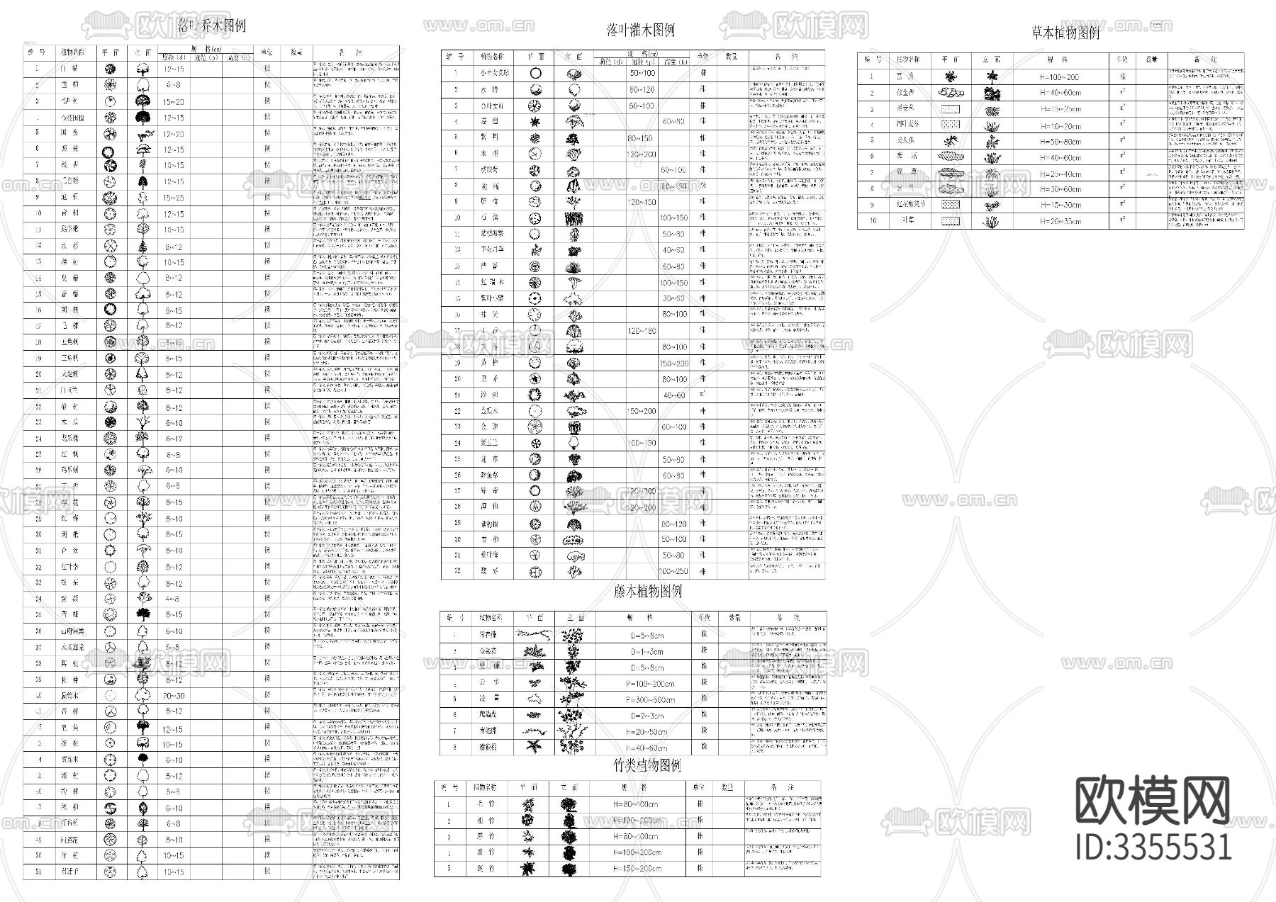常用植物素材大全cad图库下载（渲染图2）