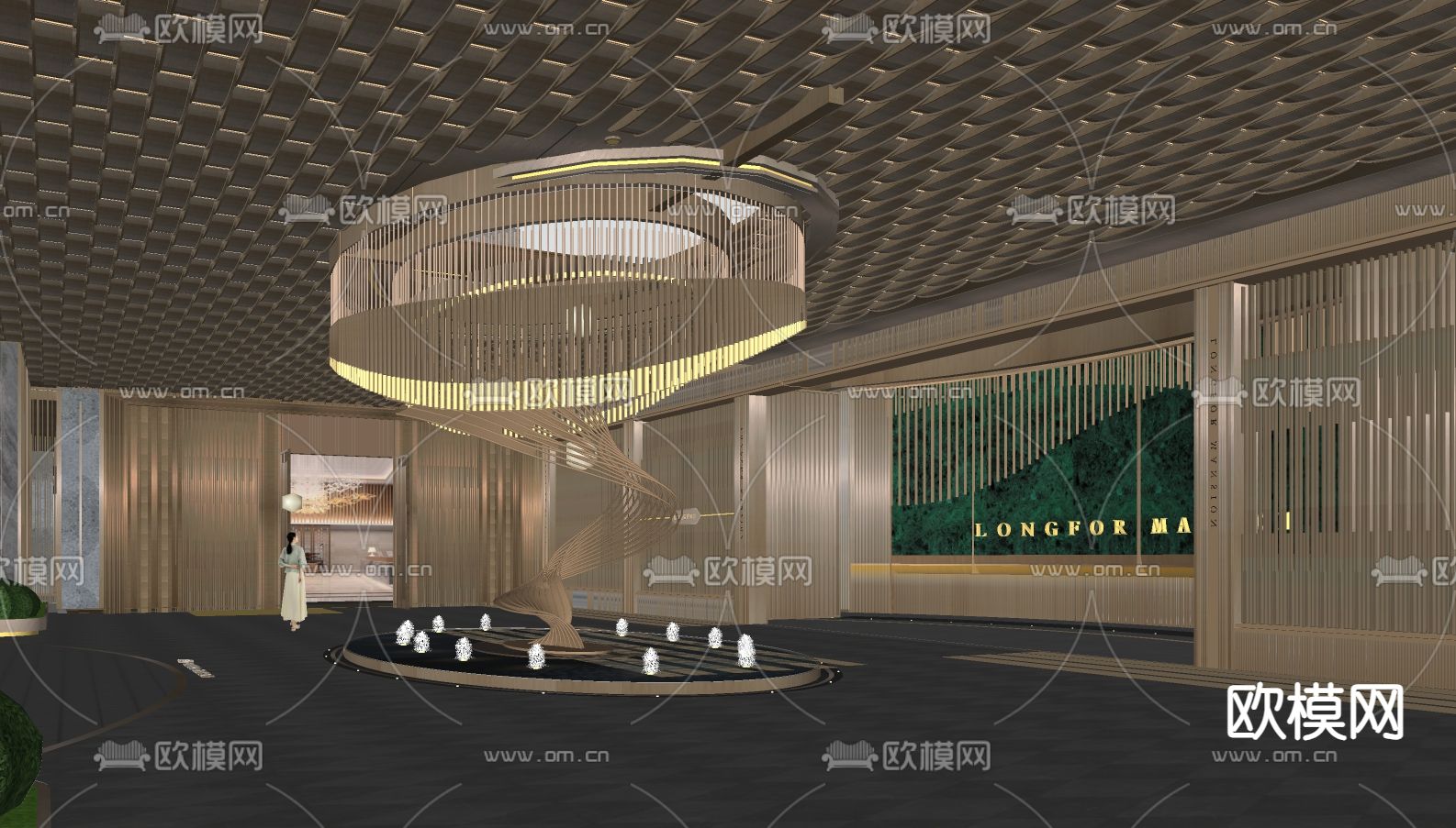 酒店大堂su模型下载（渲染图1）