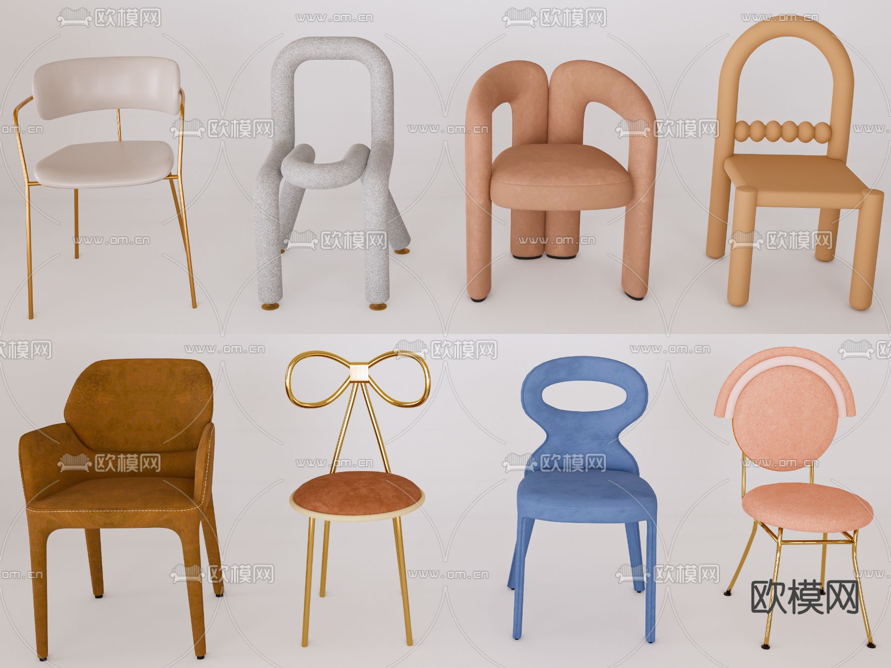 现代儿童椅 椅子su模型下载（渲染图2）