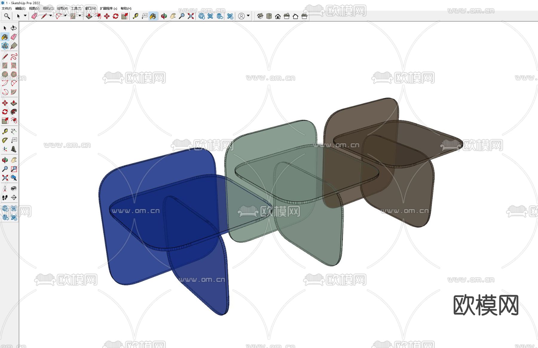 亚克力边几 角几su模型下载（渲染图1）