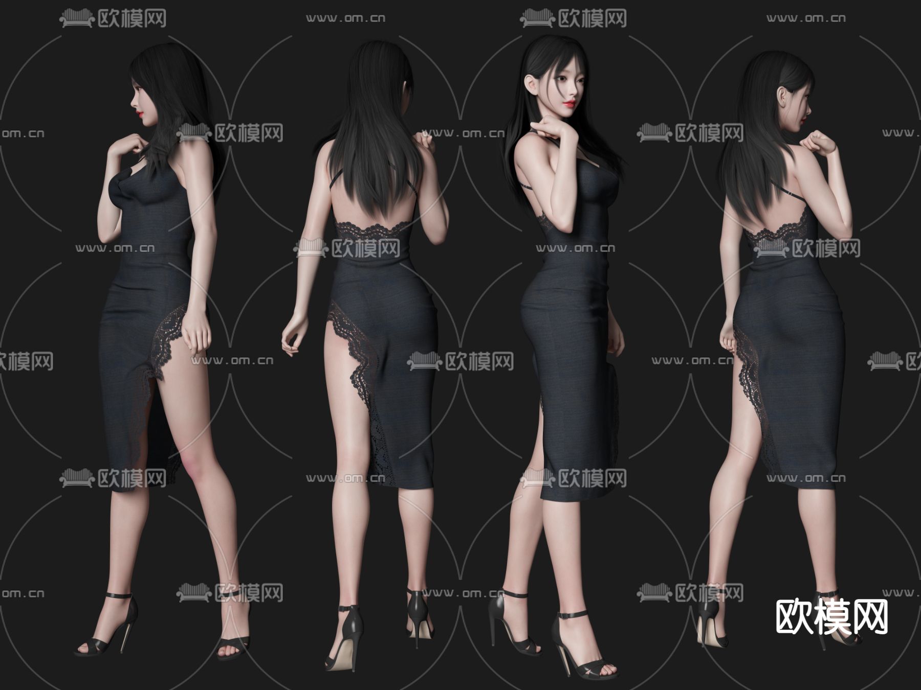 美女 人物3d模型下载