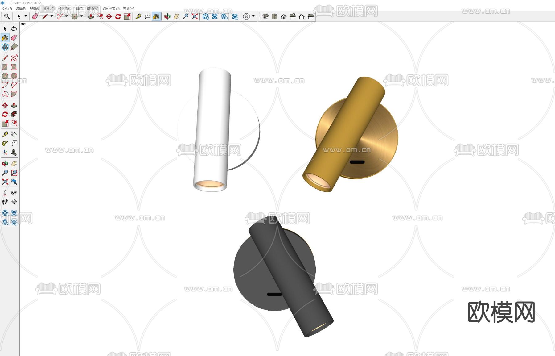 床头壁灯 阅读灯su模型下载（渲染图1）