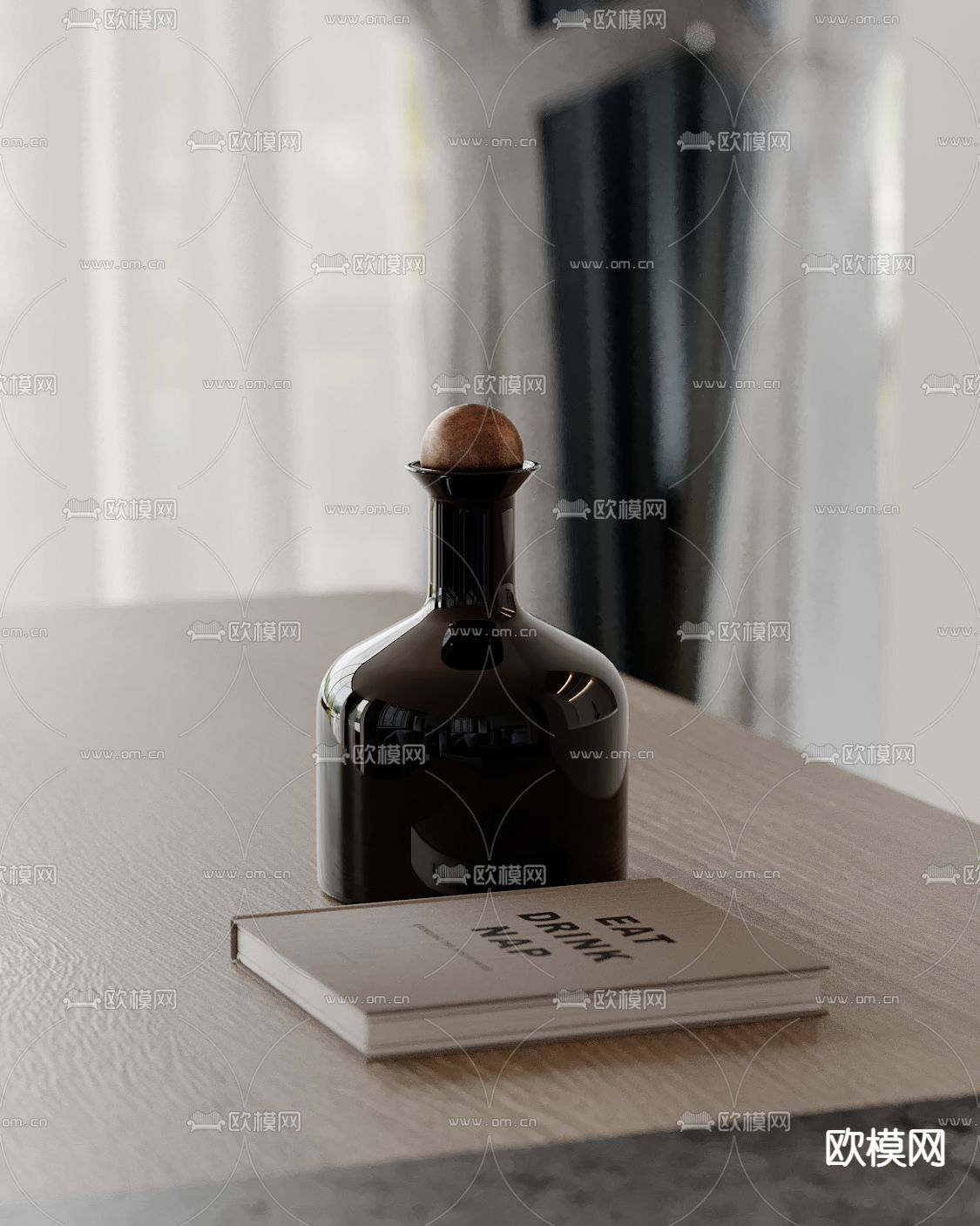 书本 酒瓶su模型下载（渲染图1）