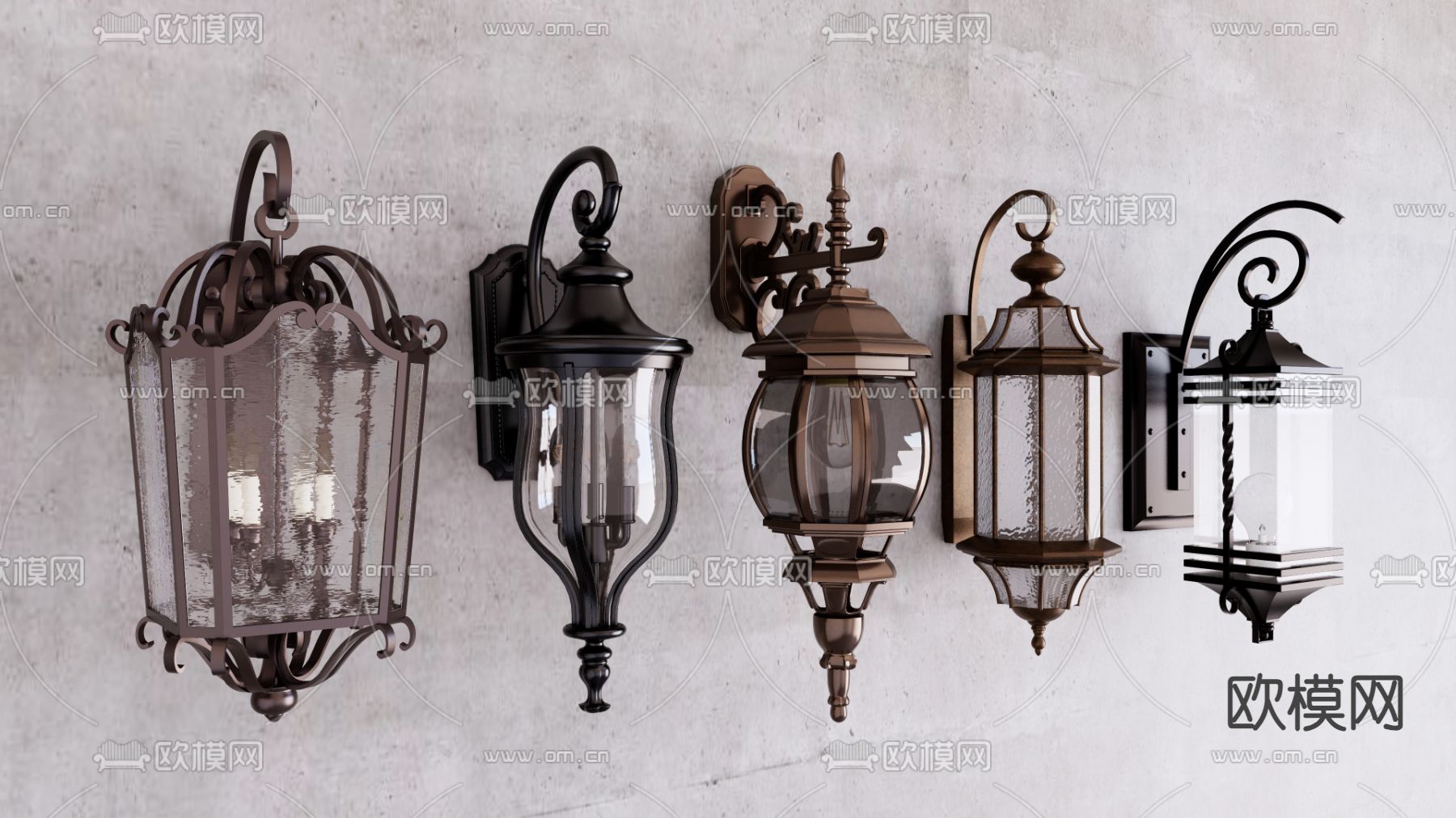 欧式古典壁灯 金属壁灯su模型下载（渲染图2）