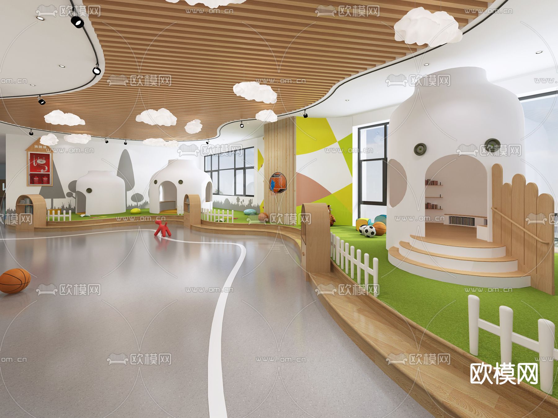 幼儿园游戏区 活动区3d模型下载（渲染图1）