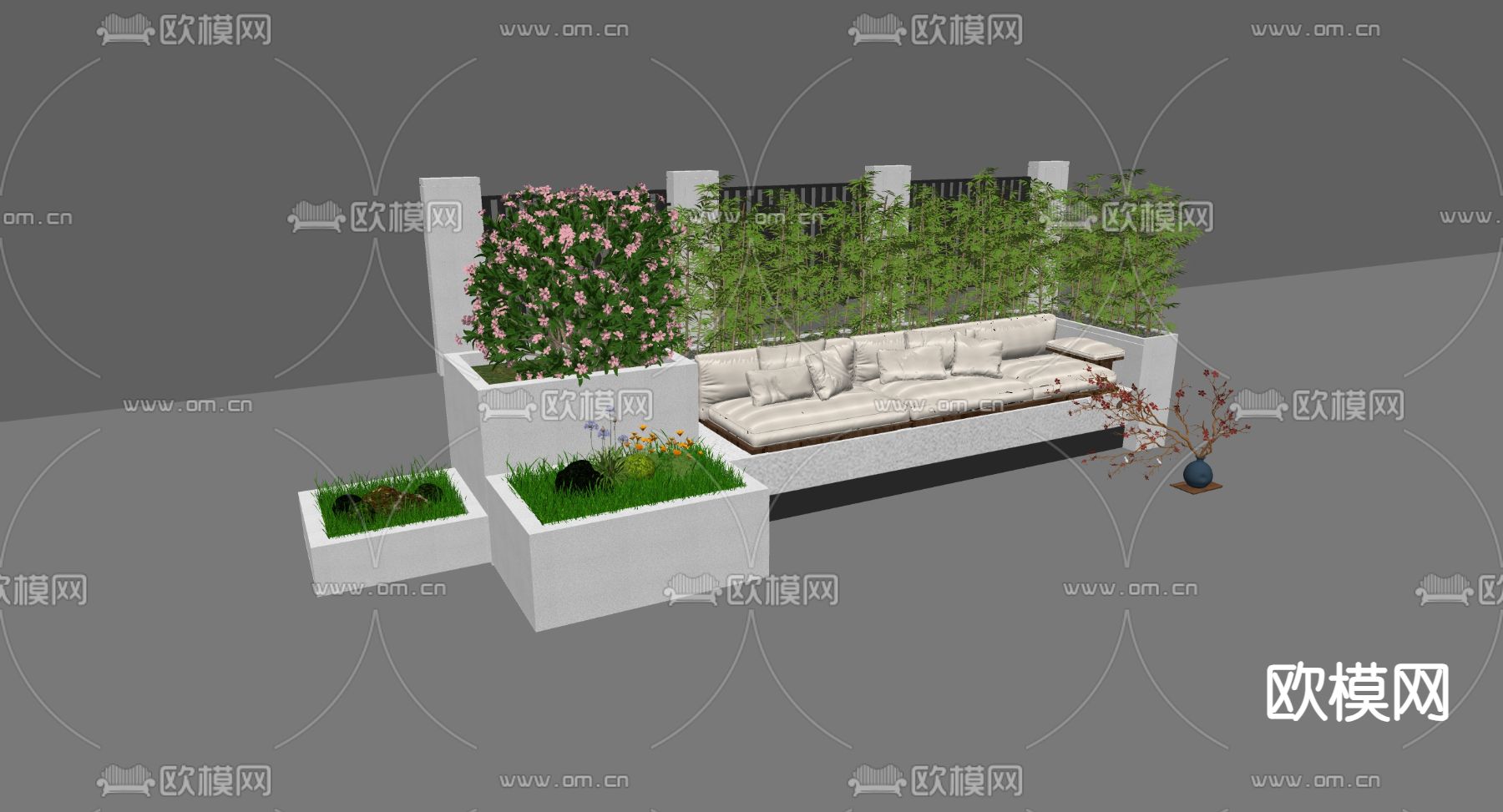户外椅 树池椅su模型下载（渲染图1）