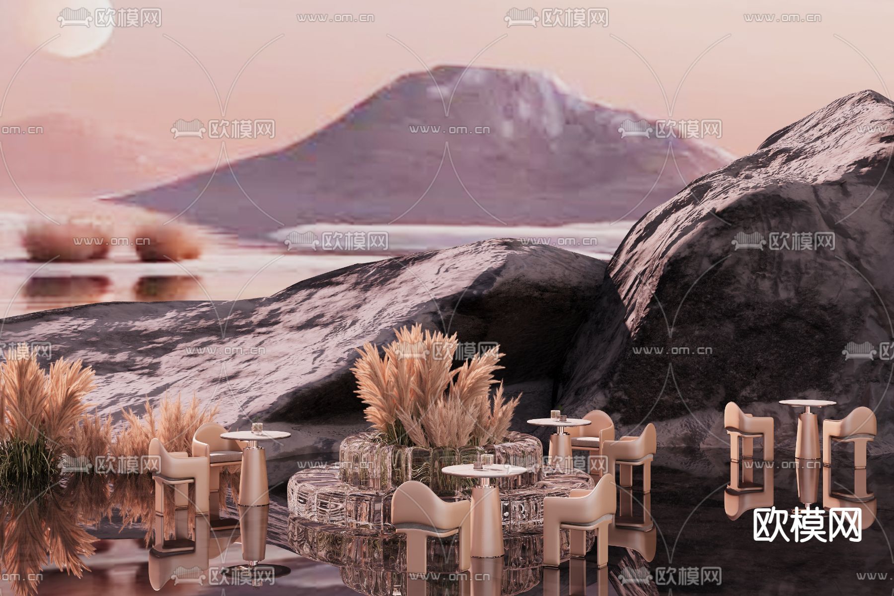 休闲桌椅 洽谈桌椅3d模型下载