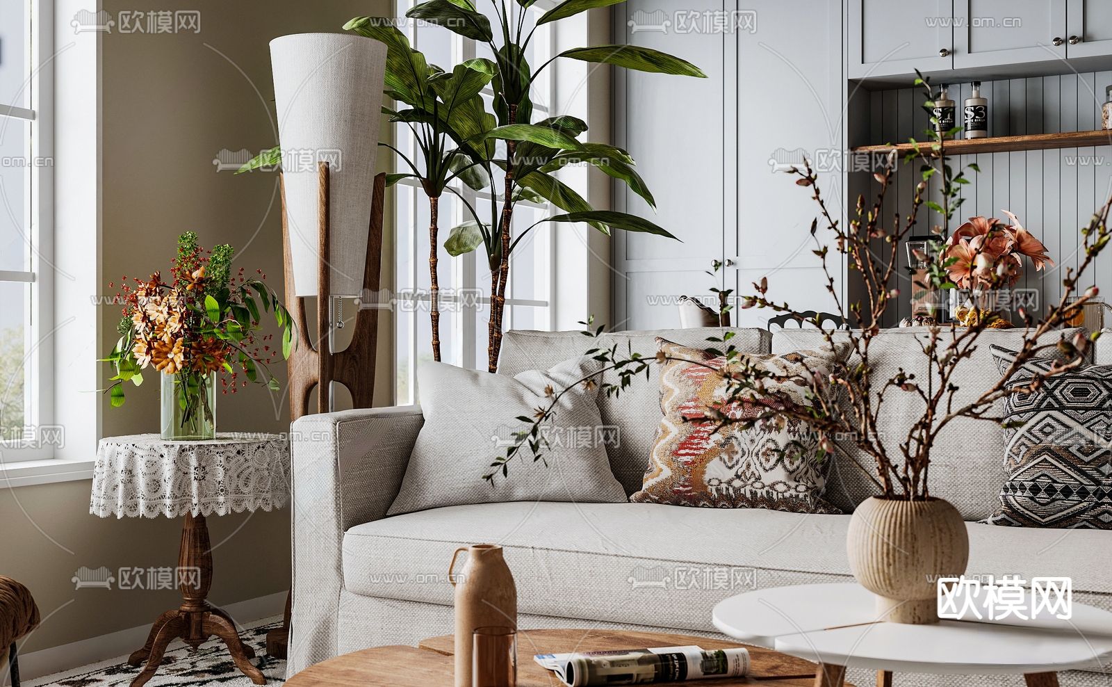 美式客餐厅3d模型下载（渲染图4）