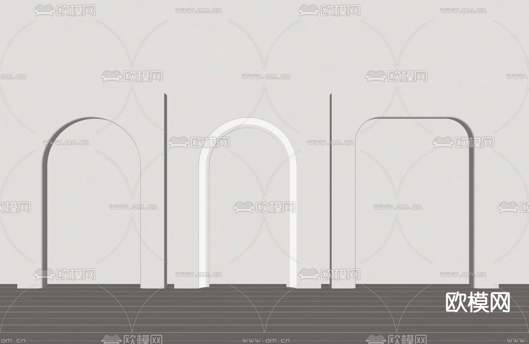 侘寂风门洞 哑口 拱形门洞 圆角门洞su模型下载（渲染图1）