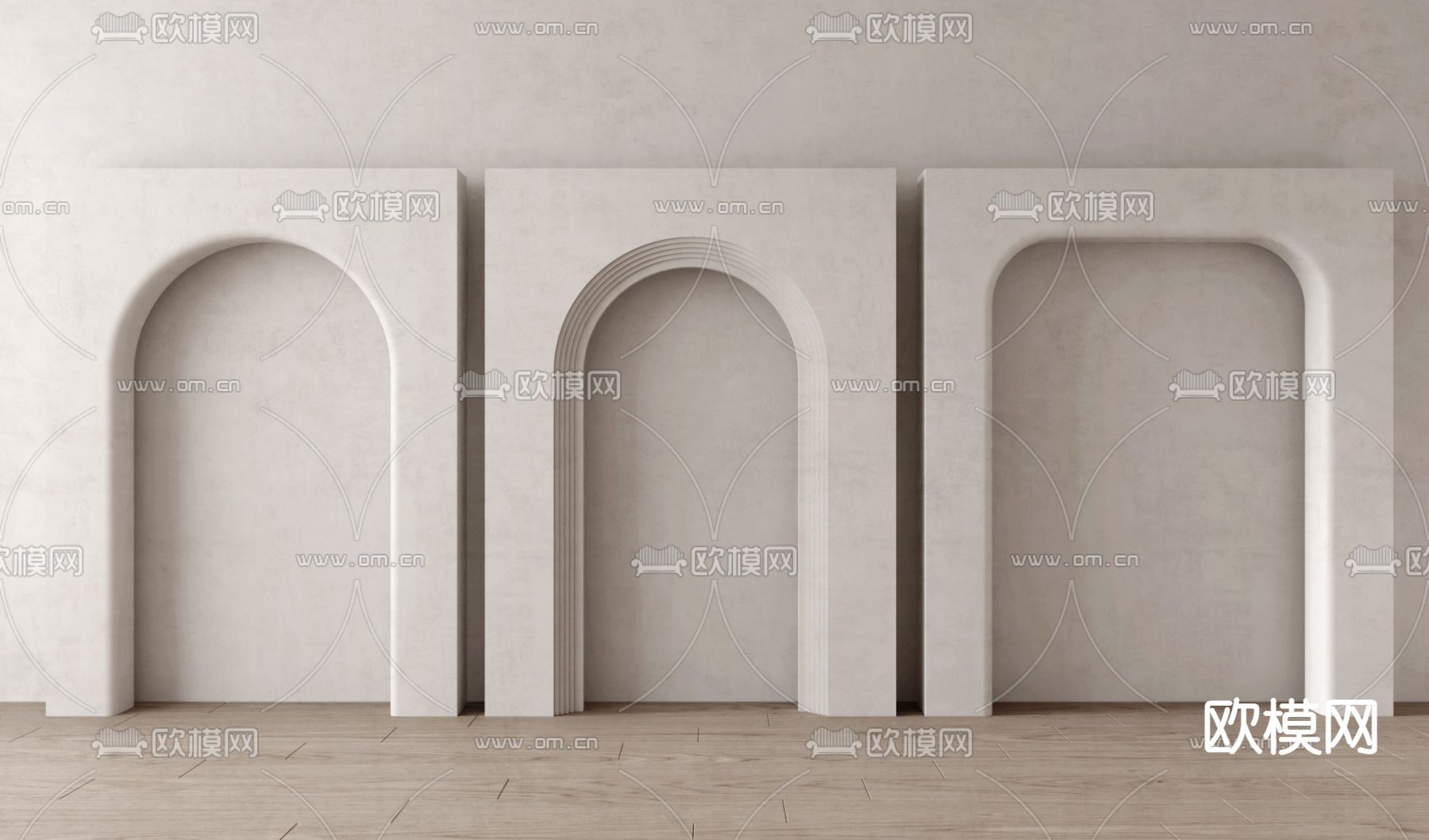 侘寂风门洞 哑口 拱形门洞 圆角门洞su模型下载（渲染图2）