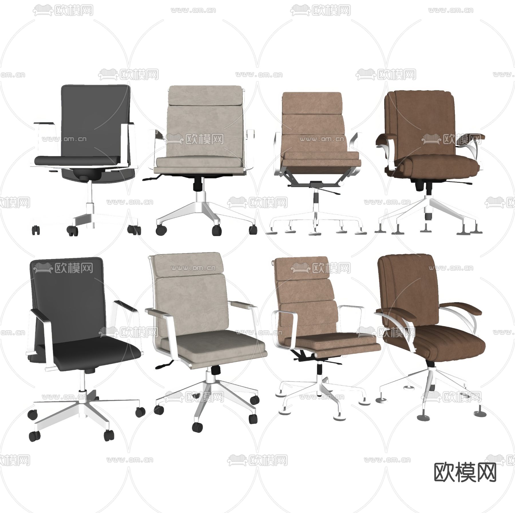 办公椅 会议椅 职员椅 转椅su模型下载（渲染图1）