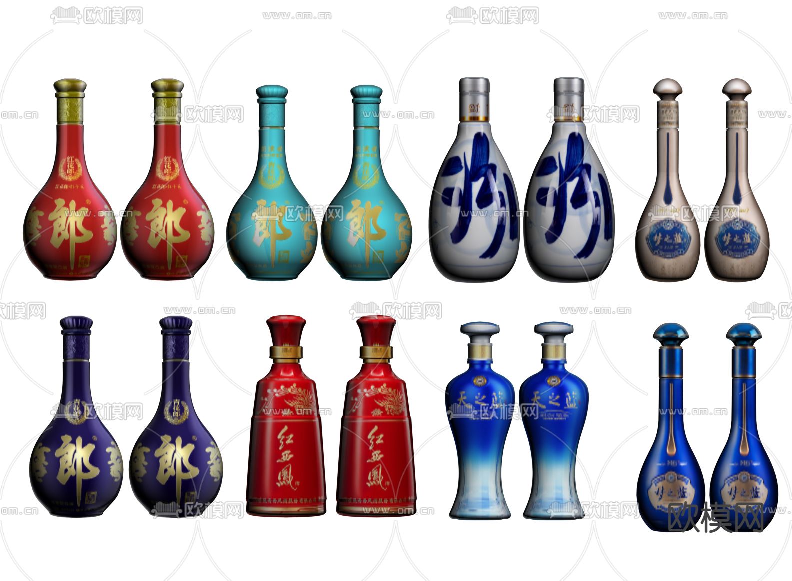 酒 白酒 二锅头 五粮液 酒瓶su模型下载（渲染图1）