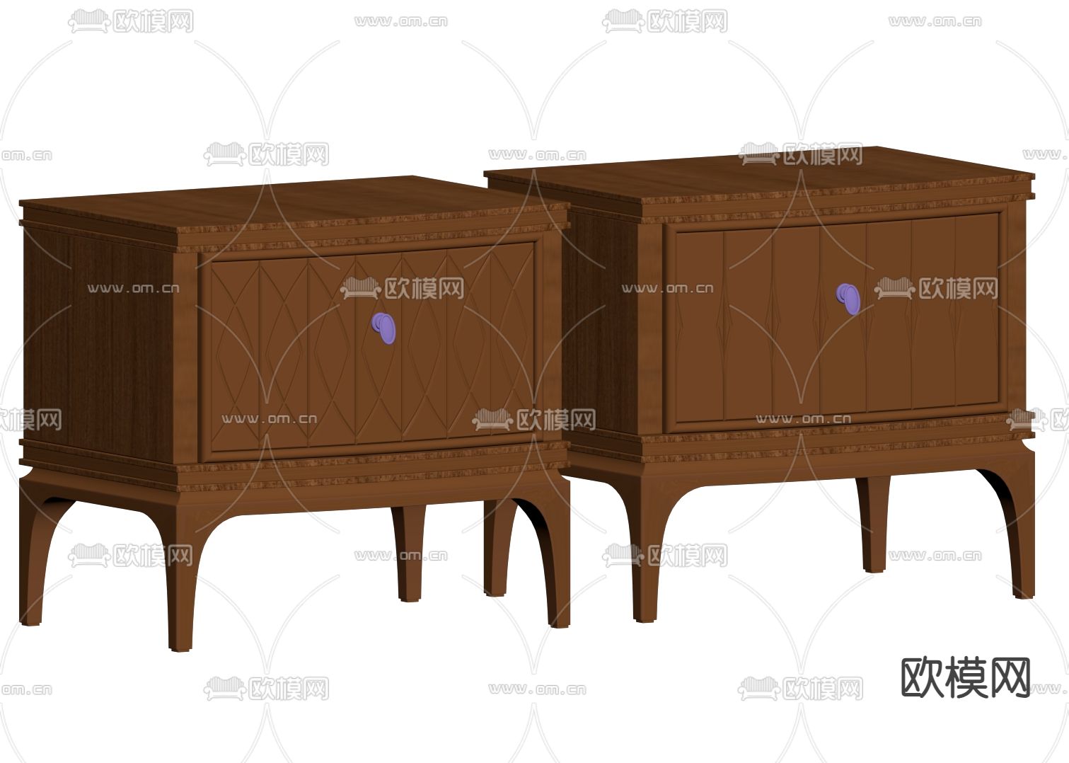 中古风床头柜su模型下载（渲染图2）