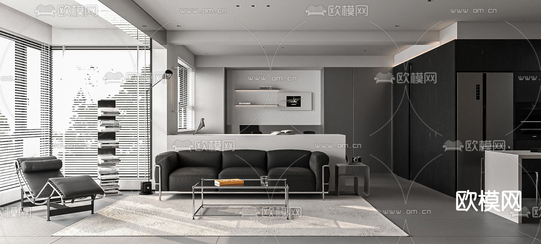 高级灰客餐厅su模型下载（渲染图8）