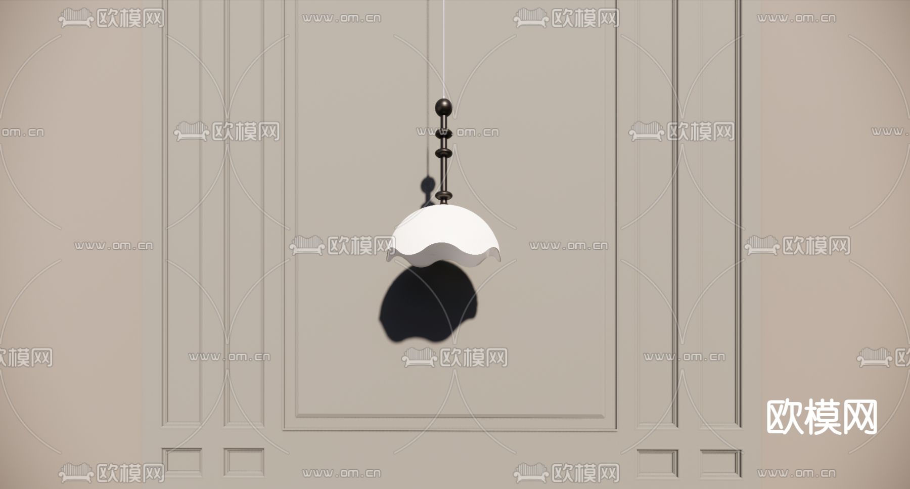 奶油风蛋壳吊灯su模型下载（渲染图2）