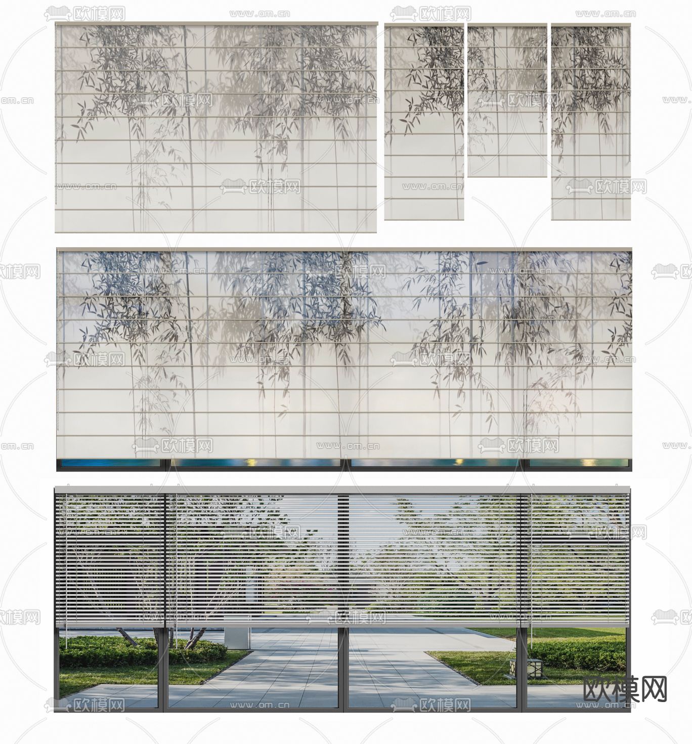 新中式竹帘 百叶帘3d模型下载