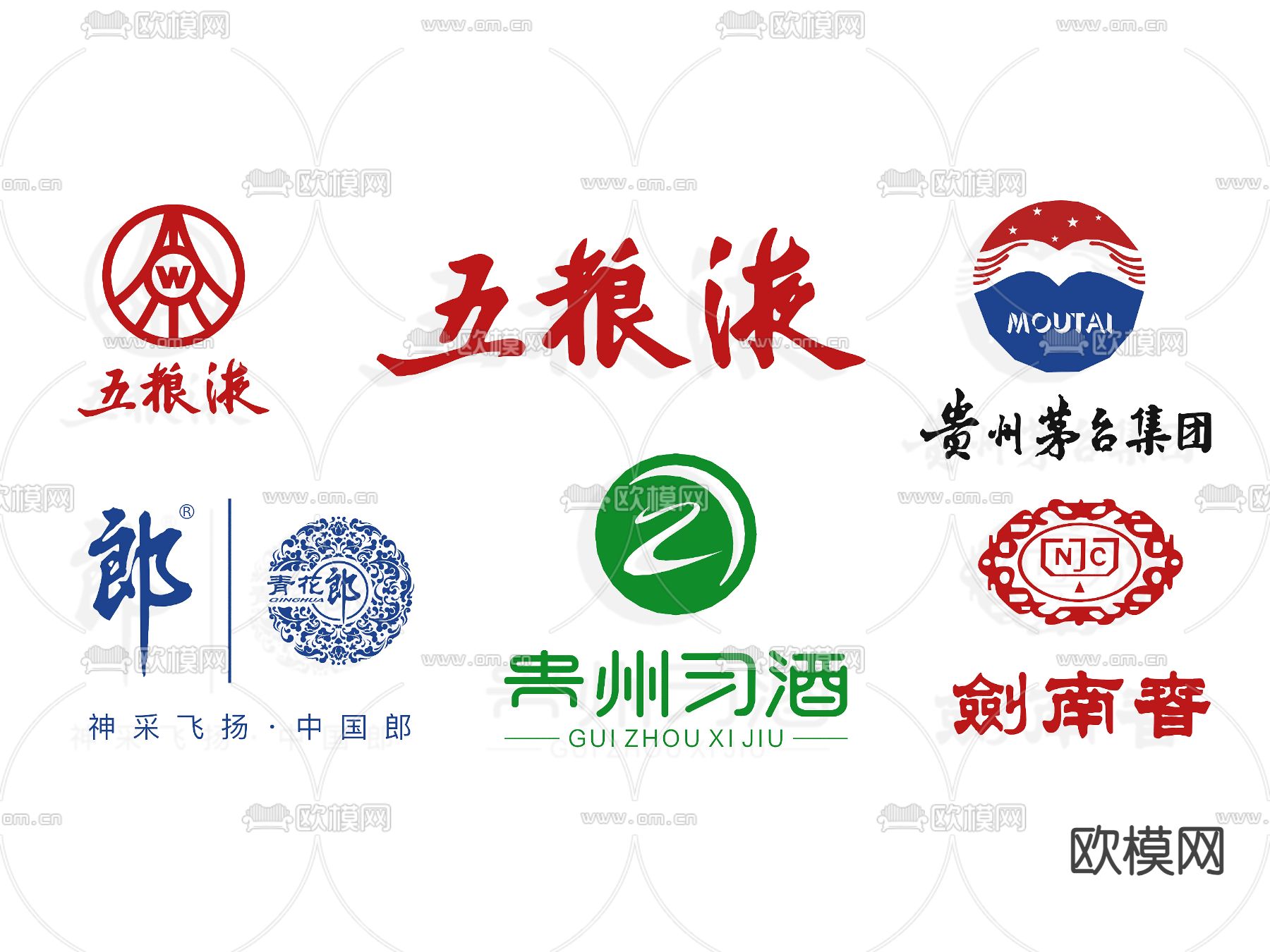 白酒LOGO 标志 图标 剪影 茅台广告贴su模型下载（渲染图2）