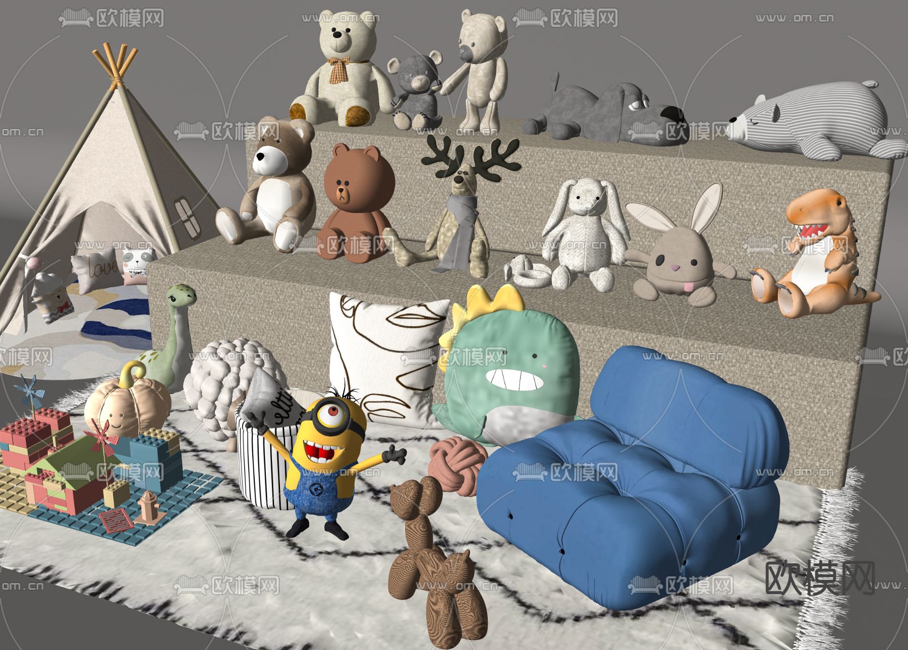 毛绒玩偶 玩具 公仔su模型下载（渲染图2）