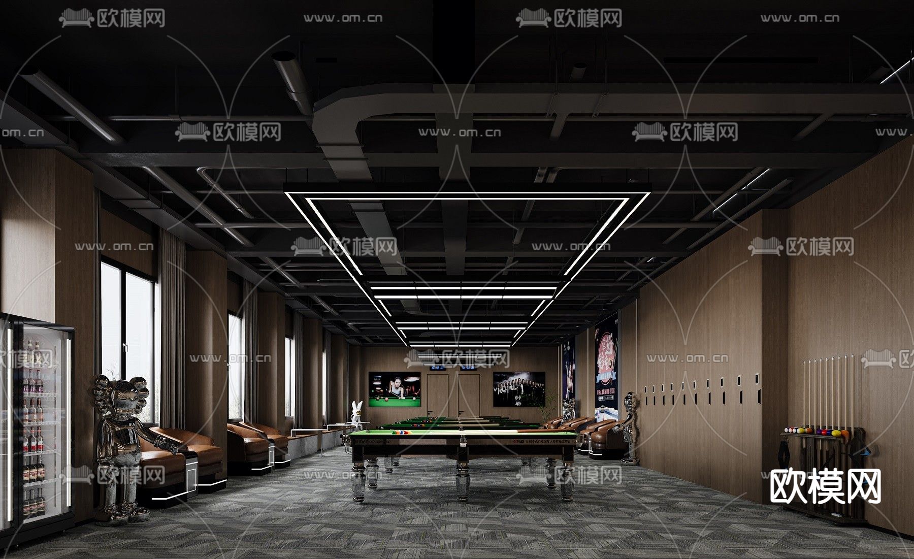 台球厅 台球室3d模型下载（渲染图3）
