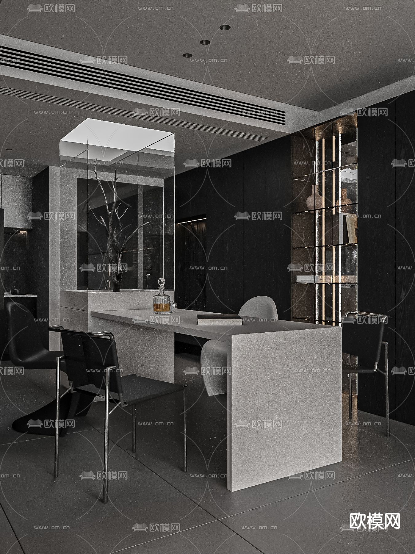 高级灰客餐厅su模型下载（渲染图7）