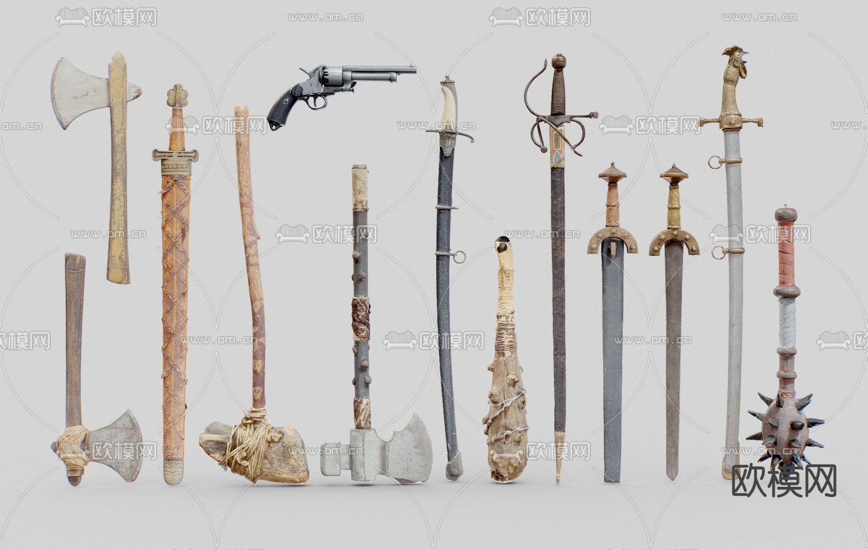 斧头 剑 武器su模型下载（渲染图2）