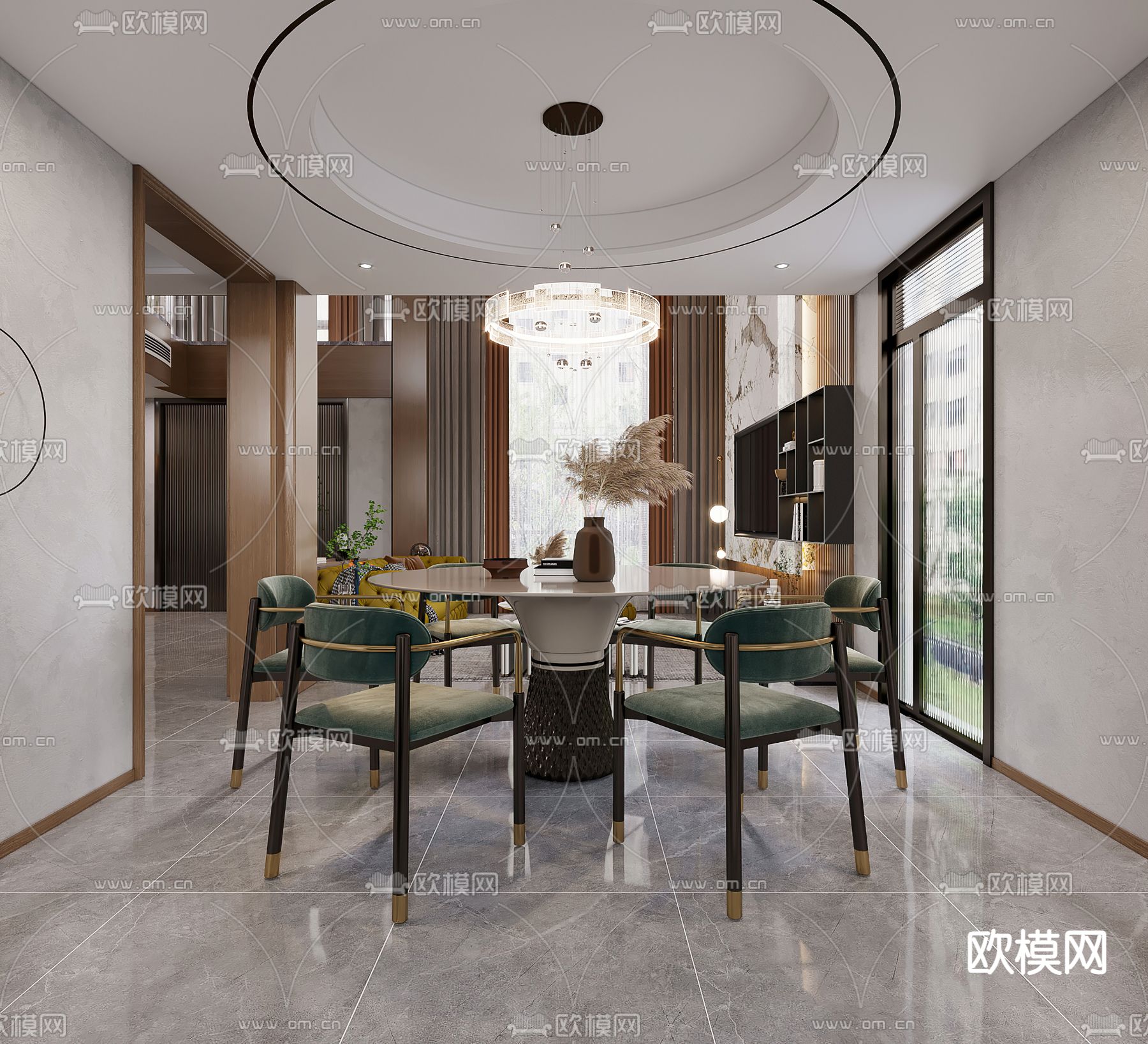 别墅客厅 别墅大堂3d模型下载（渲染图3）