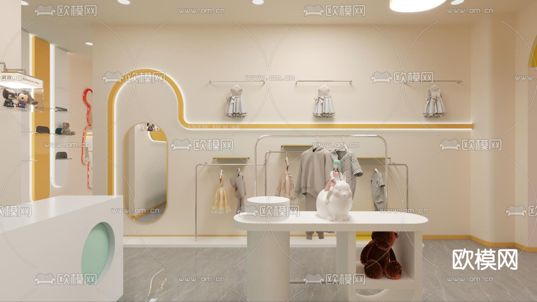 现代服装店 童装店3d模型下载（渲染图3）