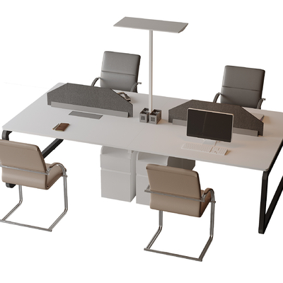  办公桌椅 职工工位su模型 