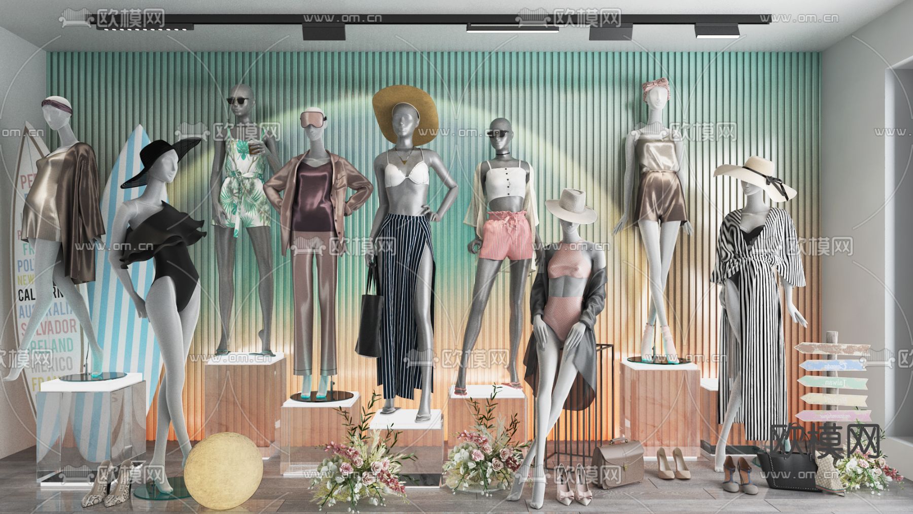 现代内衣模特 橱窗su模型下载（渲染图2）
