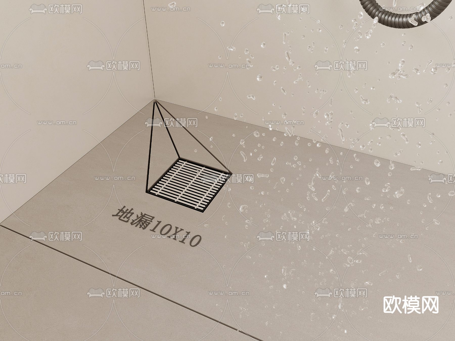 淋浴间地漏3d模型下载