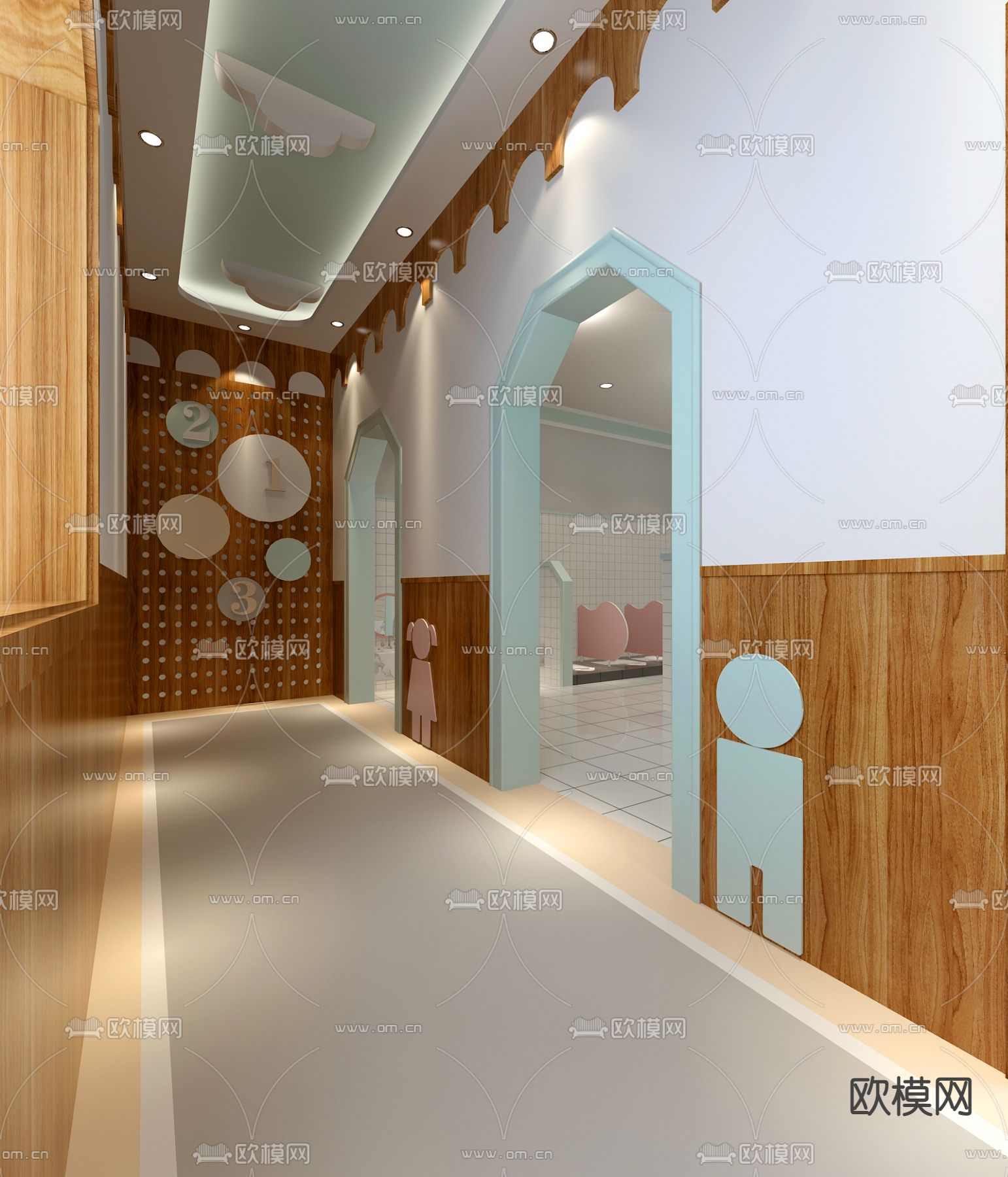 幼儿园 卫生间 洗手间3d模型下载