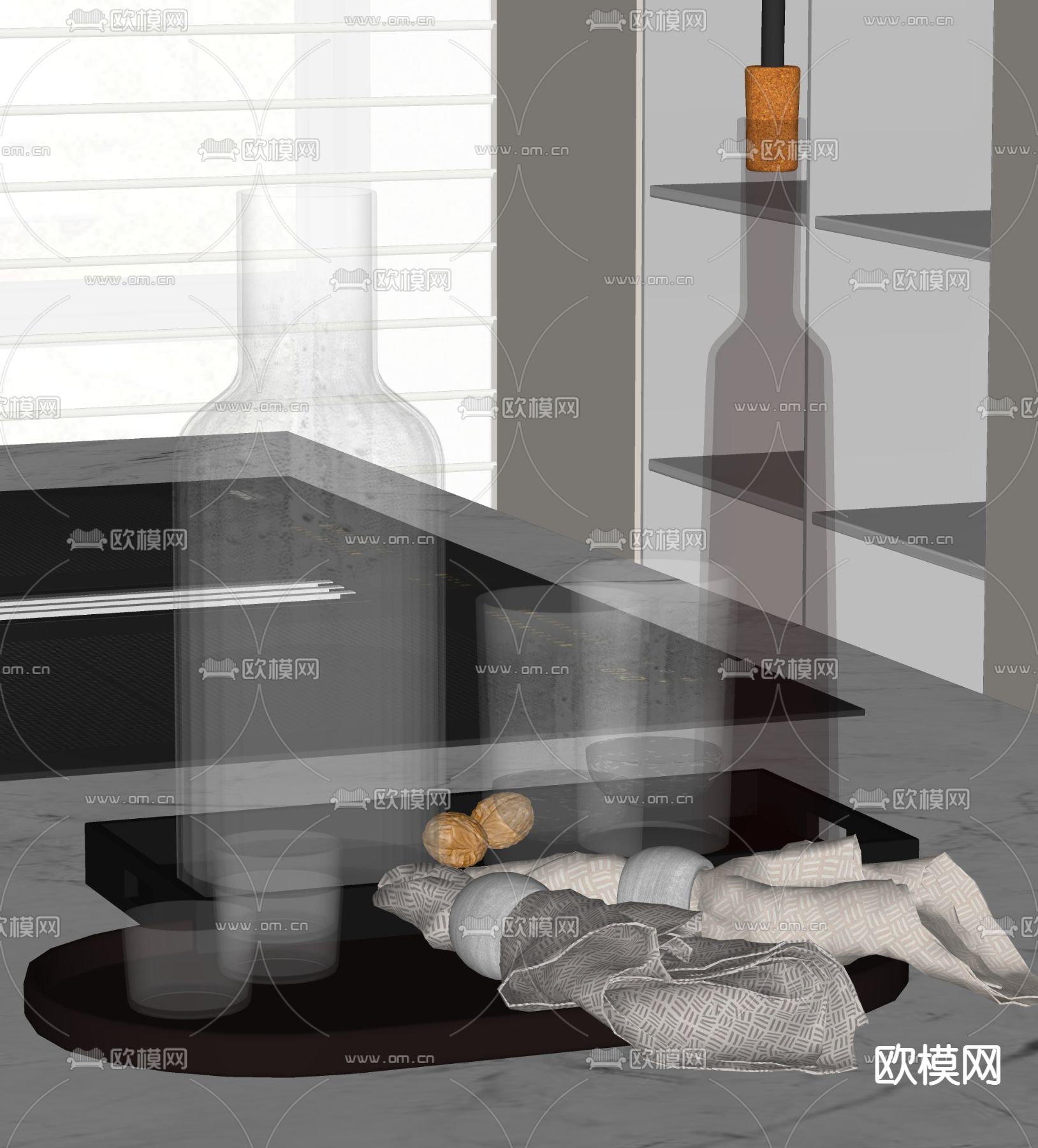 酒瓶 酒杯 酒壶su模型下载（渲染图1）