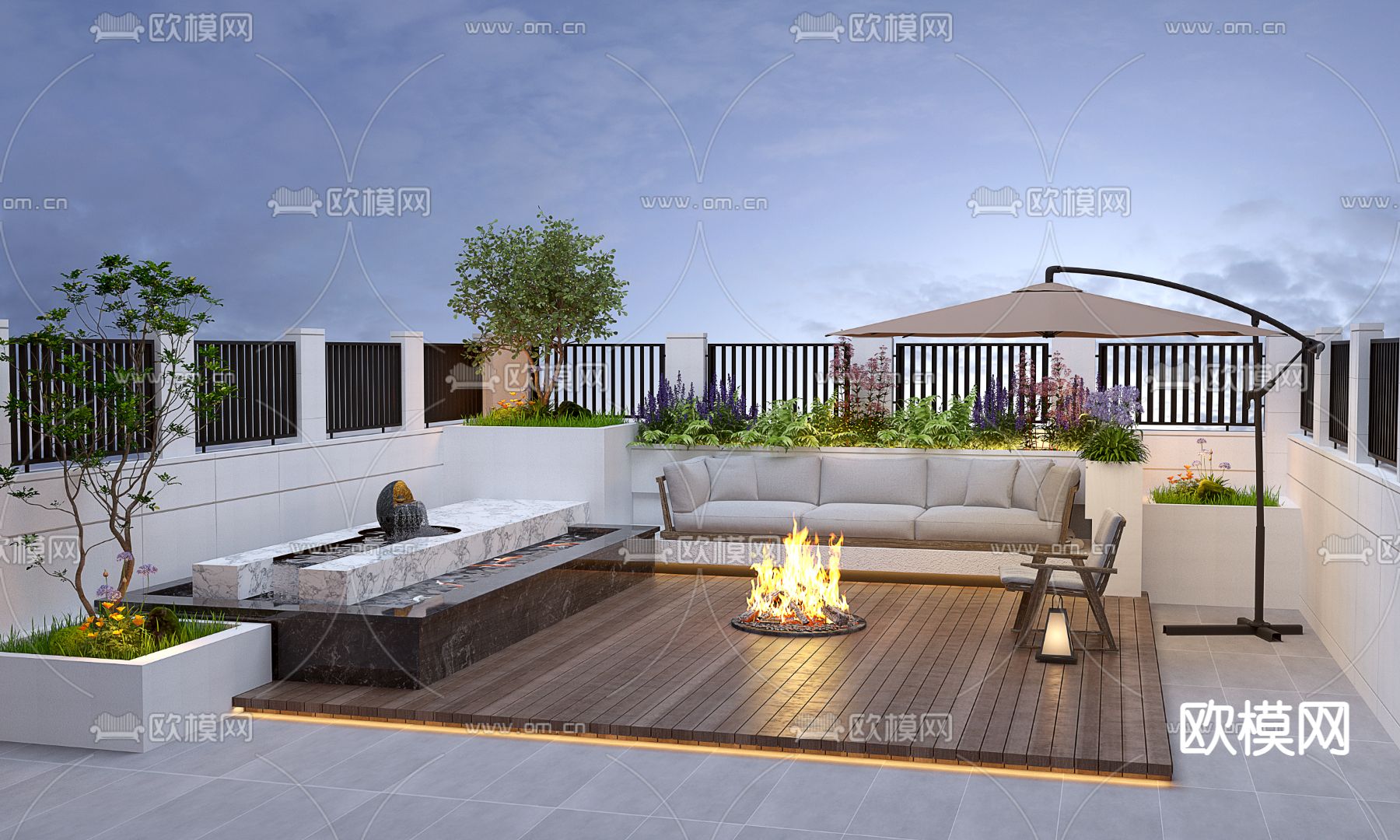 现代阳台 露台 屋顶花园3d模型下载