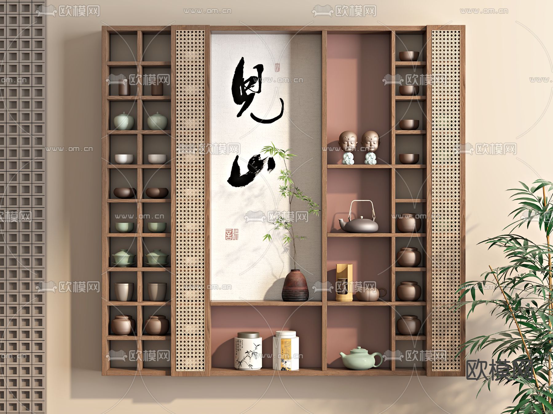 博古架 装饰架su模型下载（渲染图2）