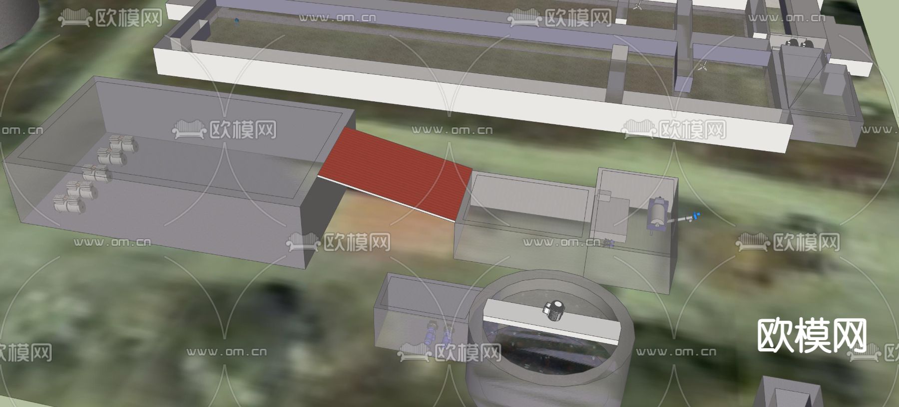 污水处理厂 工厂设备su模型下载（渲染图4）